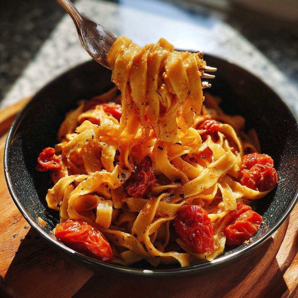 Tagliatelle mit Ofentomaten