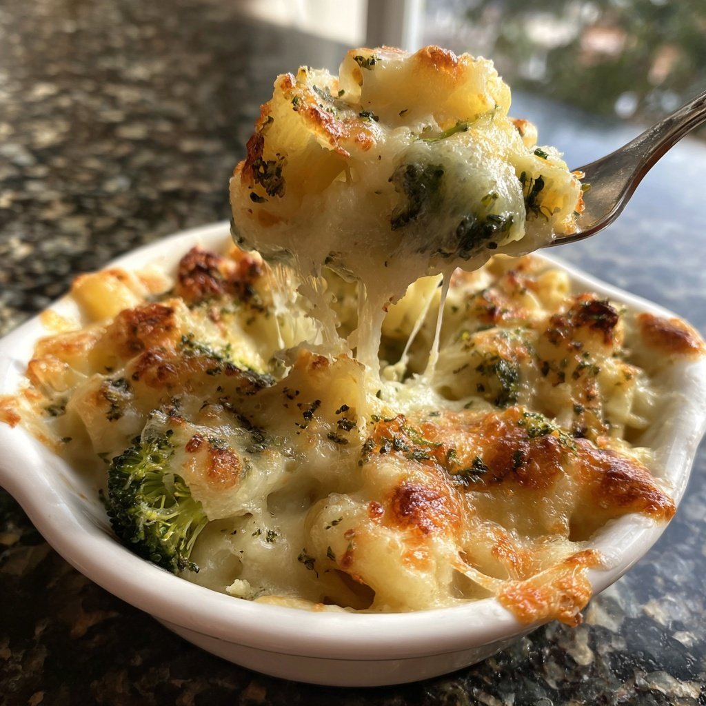 Nudelauflauf mit Brokkoli und Käse
