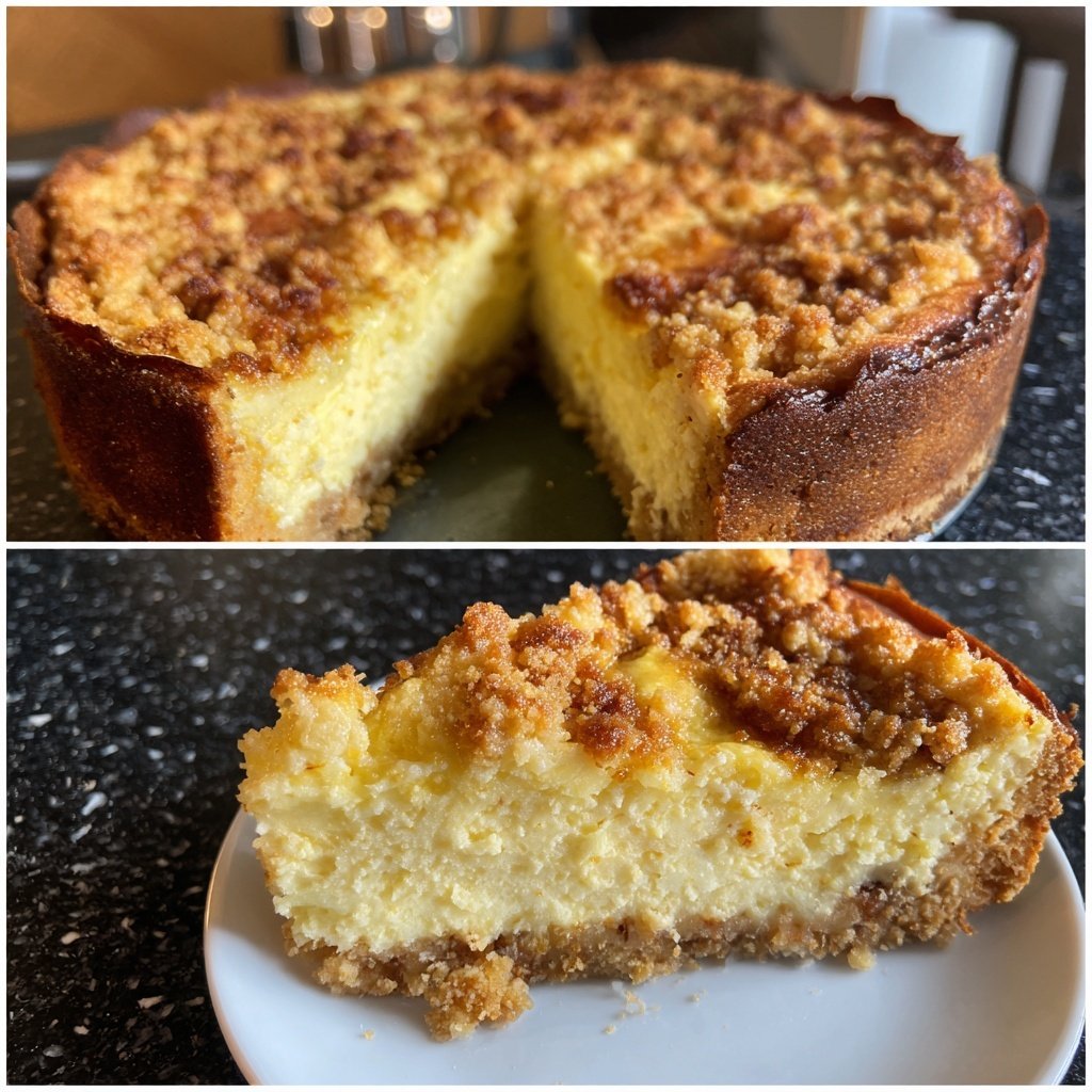 Käsekuchen mit Zitronenstreuseln