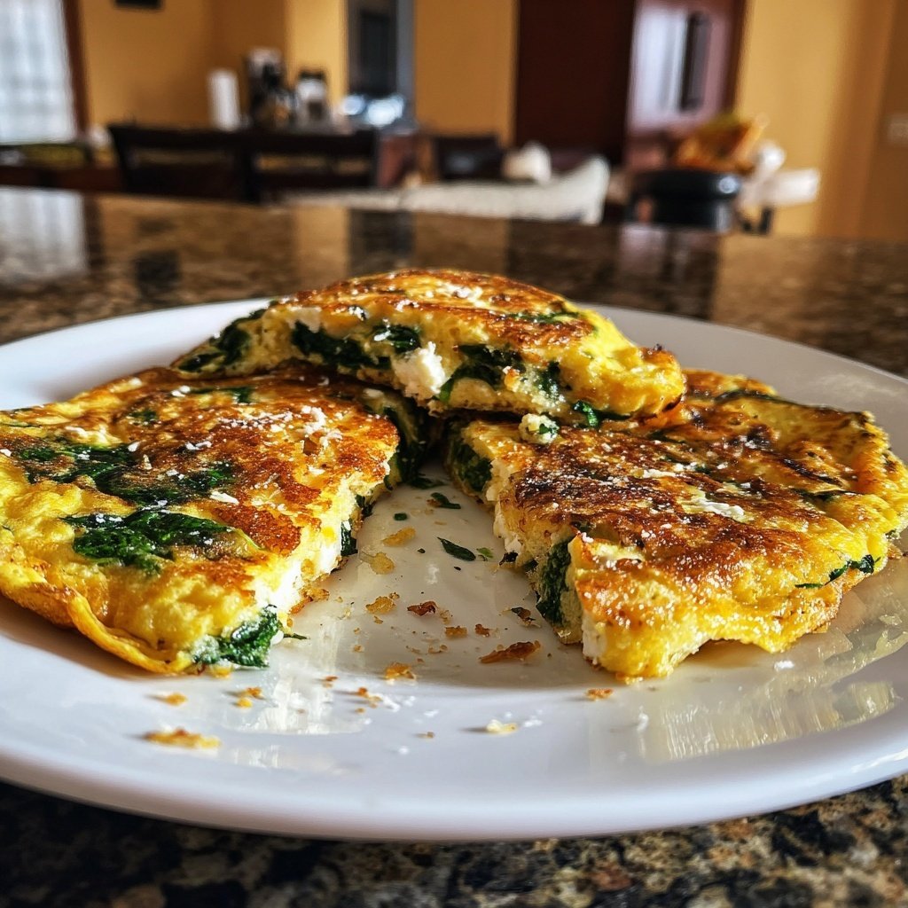 Kalorienarmes Omelette Mit Spinat Und Feta