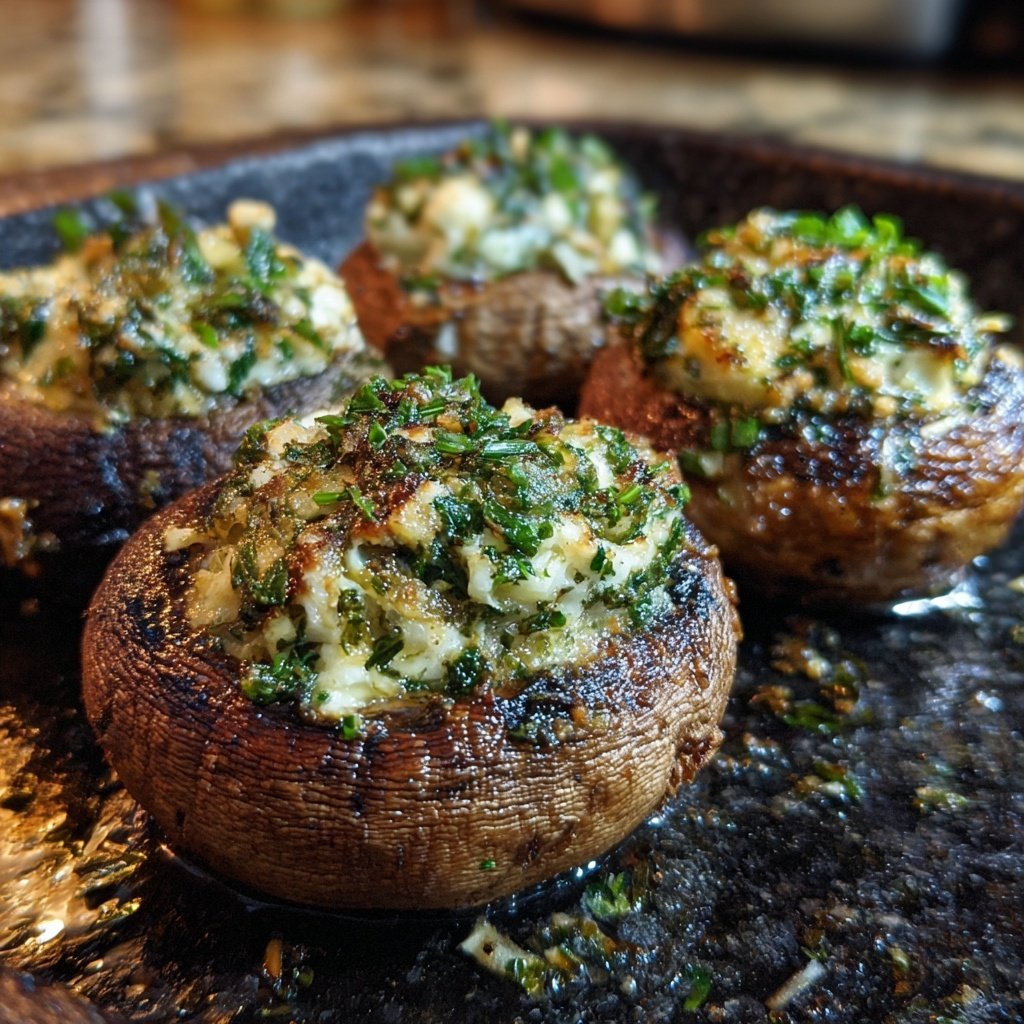 Gegrillte Champignons Mit Kräuter Füllung