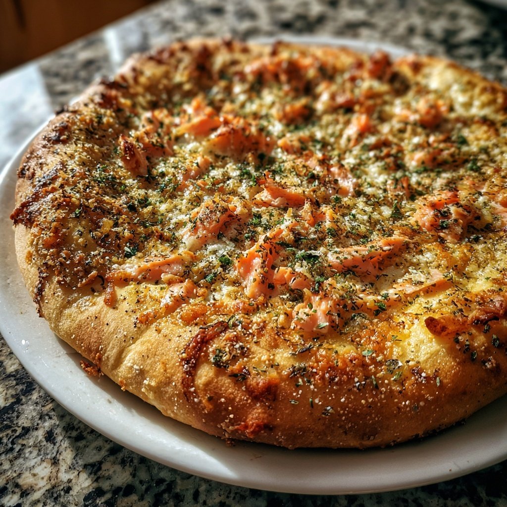 Pizza mit Lachs und rosa Pfeffer